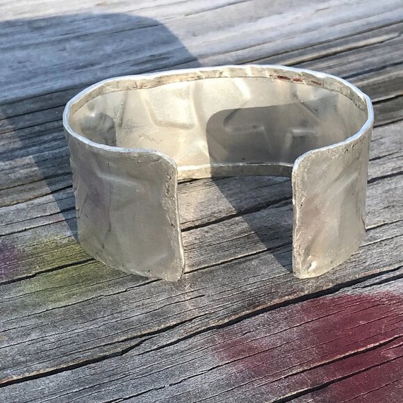 Stars Unisex Solid Sterling Silver 925 Cuff Bracelet Embossed Handmade Mens Gift - Picture 8 of 12